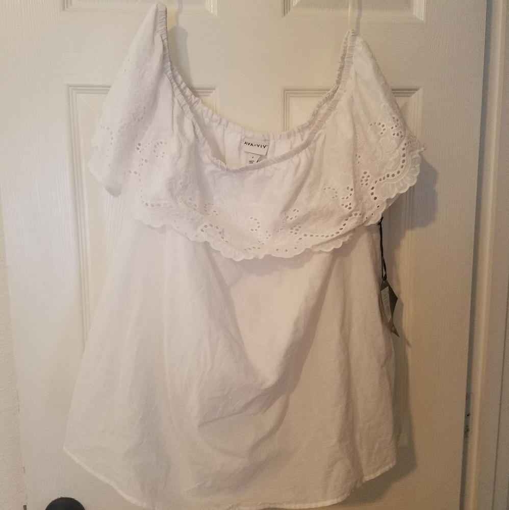 Off the shoulder, white top